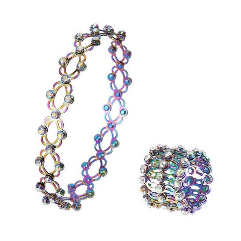 "2-in-1 Creative Magic Stretchable Ring Bracelet for Women - Shiny Crystal Retractable Jewelry Gift"